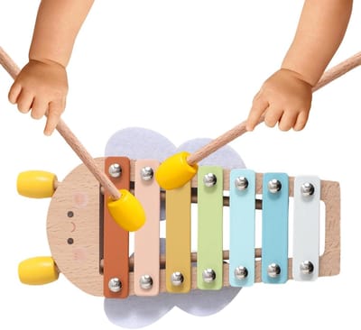 Kinderxylofoon Houten Speelgoed - Muziek Instrument - Vroege Muziekontwikkeling - Hand-oogcoördinatie Ontwikkeling - 20 x 15 x 5 cm - Houtkleur