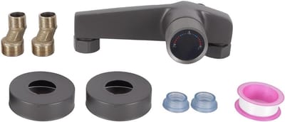 Set van Grijze Badkamerkranen met Waterval, Mengkraan voor Bad en Douche, Verstelbare Temperatuur en Wateruitlaat