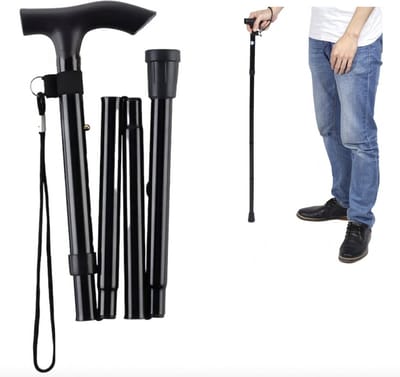 PD® - Wandelstok - Wandelstokken - Wandelstok Opvouwbaar - Wandelstokken Verstelbaar - 85-95 CM - Zwart