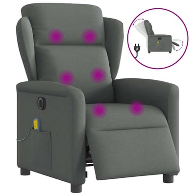 vidaXL - Massagestoel - elektrisch - verstelbaar - stof - donkergrijs