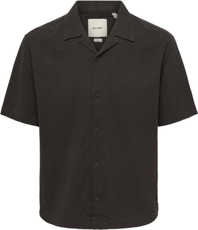 Only & Sons Overhemd Onscruz Rlx Seersucker Resort Ss Sh 22038003 Black Coffee Mannen Maat - S