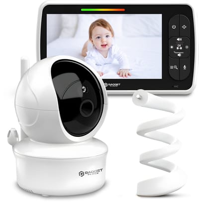 Babyfoon met Camera en 5 inch HD Monitor - Incl. Wiegbevestiging - Nachtzicht & Zoomfunctie - Baby Camera en Monitor