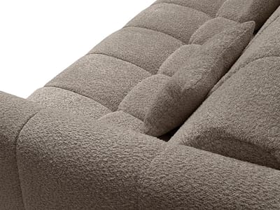 Vente-unique Driezitsslaapbank express in boucléstof taupe - Slaapruimte 140 cm - Matras 13 cm RETUNA
