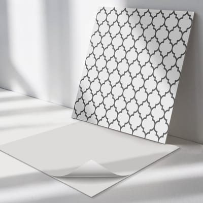 Wallfluent Vinyl Tegels - Patroon met Symmetrische Vormen Vloer Tegels PVC - 30 cm x 30 cm - Zwart PVC Tegels - 9 stuks - Vierkant PVC Tegels - Patroon Plaktegels - Zelfklevende PVC Tegels - Plaktegels Keuken en Badkamer