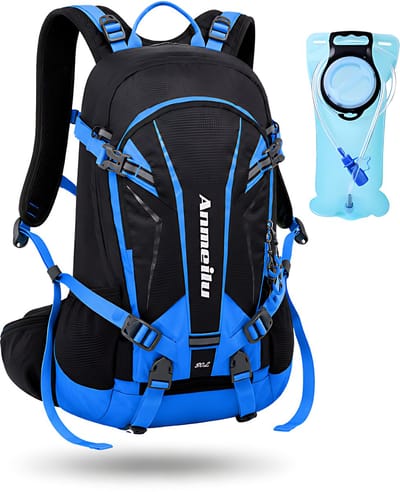 CarryQuest® - 20L Fietsrugzak Schoudertas - Nylon Hydratatierugzak met Regenhoes, Hydratatie-indeling, Rugventilatie & Front-/Toploader - 47x28x16 cm - Blauw