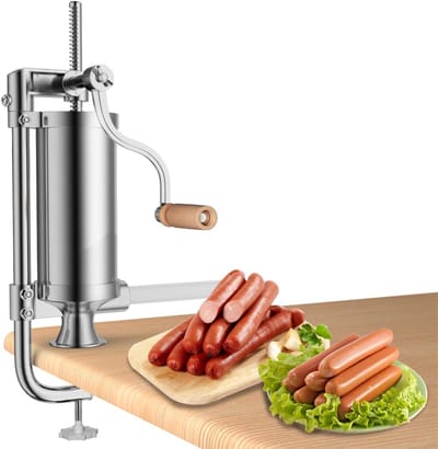 2.5kg Roestvrijstalen verticale worstenmaker, worstmachine, worstvuller, handmatig worst stuffer, met 4 vulbuizen
