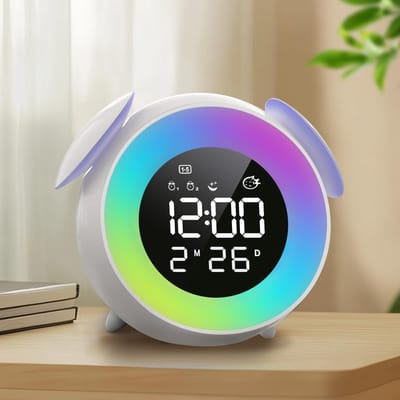 Ynkkvre -Wake-Up Light - Sunrise En Sunset Simulatie Functie - Digitale Kinderwekker - Lichtsimulatie - 15 Kleuren Rgb + Ochtendschemer Avondschemer Ademlichtmodus - 1 - Ideaal Voor Jongens En Meisjes