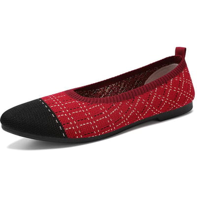 Damesschoenen Zomer Nieuwe Mode Vliegend Geweven Kleurafstemming Instappers Laag Uitgesneden Schoenen Platte Mama Schoenen 41 red