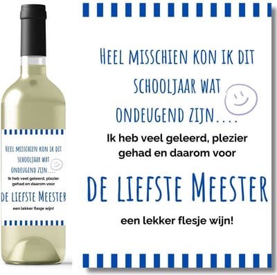 De Liefste Meester Wijnetiket | Cadeau voor Meester | Bedankje Schooljaar