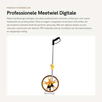 Dailygoods- Meetwiel Professioneel - Digitaal Display - Opvouwbaar - Antislip Wiel - Slijtvast TPR - Meetbereik 0-9999,9 m - Afstandsmeter