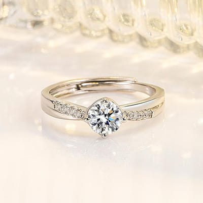 100% 925 Sterling Zilver Echte Diamanten Ring Voor Vrouwen Fijn Zilver 925 Sieraden Trouwringen Bizuteria Voor Liefde Edelsteen Ringen Resizable beige