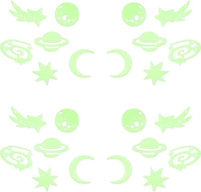 Home Deco Kids Glow in the dark Planeten - 48x stuks - groen - kunststof - kinderkamer - decoratie