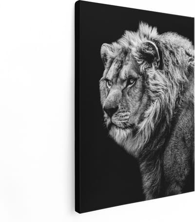 Artaza Canvas Schilderij Leeuwenkop - 30x40 cm - Klein - Muurdecoratie Dieren - Wanddecoratie Woonkamer - Schilderijen Op Canvas