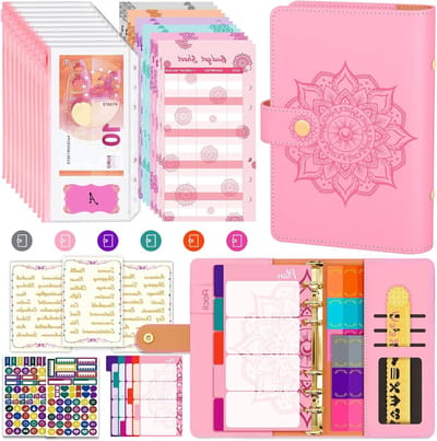 Budget Binder met Rits Enveloppen, Cash Enveloppen voor Budgettering, Budgetbladen, Stickers, Labels, Liniaal en Scheidingsbladen voor Geldbesparing en Organisatie