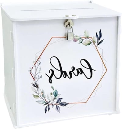 Bruiloftskaartendoos - Geldbox Receptie - Cadeaus Verzamelen - Met Slot - 300 Enveloppen - Wit