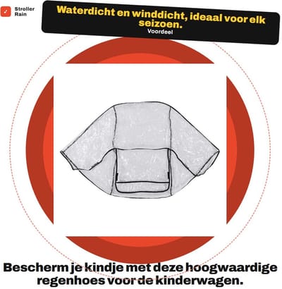 Solidchoice- Regenhoes Winddicht - Kinderwagen/buggy - Transparant - Bescherming tegen weer - Hoogwaardig PVC - Veilig voor baby - Kinderwagenhoes