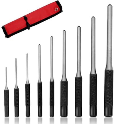 Dailygoods- Spijkertrekkerset 9-delig - 1,5mm-8mm - 40CR-V Staal - Opbergtas - Schokbestendig - Geschikt voor Hout/Kunststof - Punchset