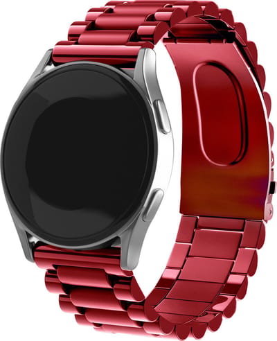 Strap-it Stalen schakel smartwatch bandje - geschikt voor Samsung Galaxy Watch Active / Active2 40 & 44mm / Galaxy Watch 3 41mm / Galaxy Watch 1 42mm / Gear Sport - rood