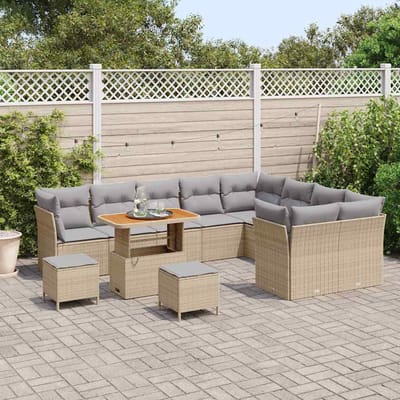 vidaXL - Tuinbank - Set - 12 - st - 9-Aantal - zitplaatsen - Beige - en - Lichtgrijs