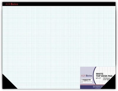 Stevig Grafiek Bureaukleed 50 Vellen - 1/4 Quad Raster - 22x17 Inch voor Schetsen en Notities
