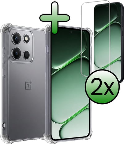 Hoesje Met Screenprotector - 2 Stuks - Geschikt voor OnePlus Nord 6 - Sterk & Shockproof - Siliconen Case - Back Cover - Telefoon Hoes - Shock Proof - Transparant