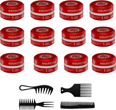 Gold Style Hairwax Nr.1 Aqua Tropia – Sterke Hold – Natuurlijke Glans – Wateroplosbaar – 12 x 150 ml + 4 Stylingkammen