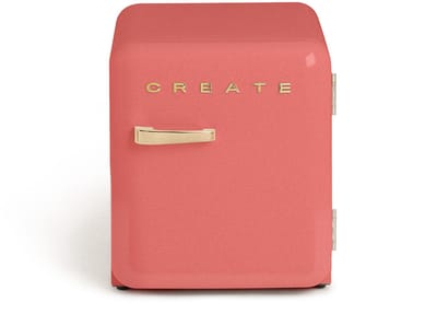CREATE - Koelkast in retrostijl - Terracotta - Handvat Goud - FRIDGE RETRO 48L