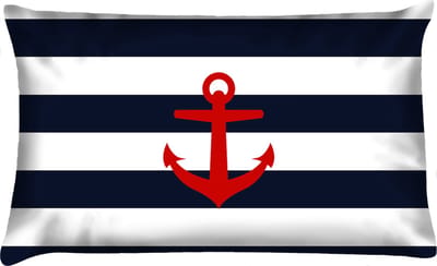 Sierkussen - Buitenkussen Hollands Glorie Waterafstotend Streep Met Anker - Wit En Blauw - 40 Cm X 60 Cm