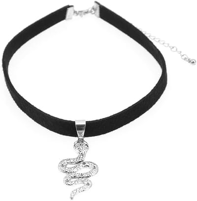 Gothic zwarte slangenketting voor vrouwen, stijlvolle kostuumaccessoires, esthetische sieraden, 31 x 4.8 cm