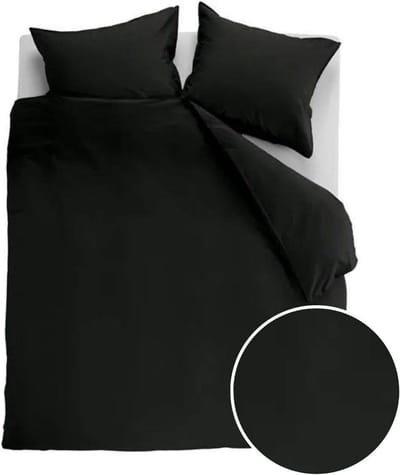 Ambiante Cotton Uni dekbedovertrek - Effen - Tweepersoons - 200x200/220 cm - Zwart
