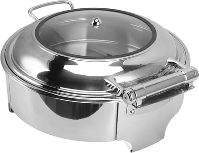 Round Chafing Dish,stainless steel round buffet chafer,chafers and buffet warmers sets,chafing dish buffet set with food tray water tray roll top lid for banquet parties