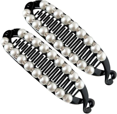 Haarklem Set - Bananenclips - Haar Stylen - Dubbele Klem Kracht - 15.5cm Lengte - Amber Zwart