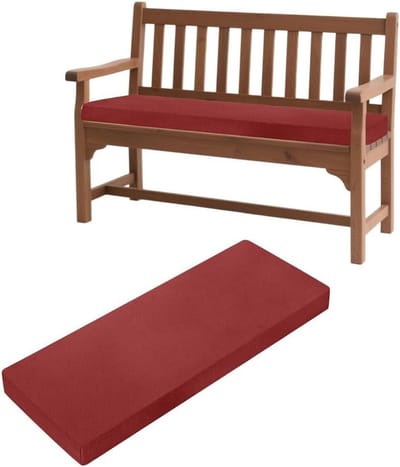 Tuinbankkussen - Zitkussen Buiten - Comfortabel Zitten - Waterdicht Linnen - 180x35x5 cm - Wijnrood