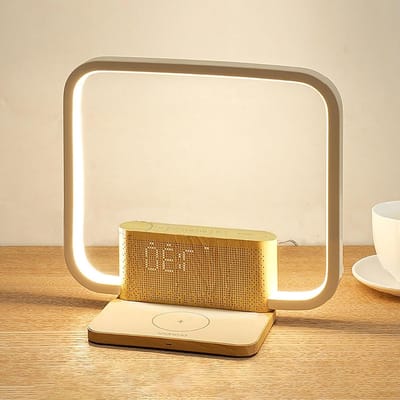 Wekkerlamp Witte Ruis - Nachtlamp Geluidsmachine - Rustige Slaap - Zonsopgang Simulatie - 25.5x5.1x22.8 cm - Houtnerf