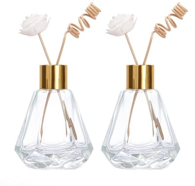 Dailygoods- Diffuser Flessen 60ml - Glazen Potten - Navulbaar - DIY Aromatherapie - 2 Stuks - Stevige Bodem - Geurverspreider