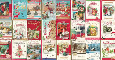 Wenskaart - kerstkaarten - set van 12 - 12 kerstkaarten - kerstkaarten vintage - kerstkaarten retro - kerstkaarten nostalgisch