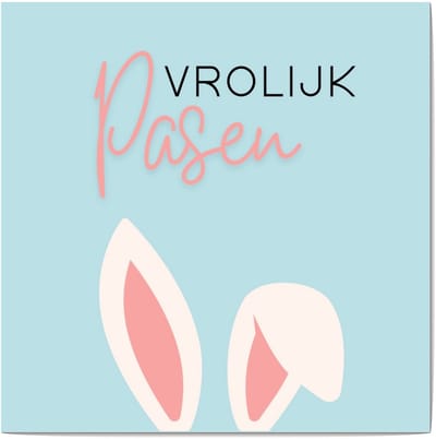 Luxe Vierkante Vrolijk Pasen Wenskaart - Paaskaart - 13,5x13,5cm - gevouwen kaart Inclusief gekleurde envelop