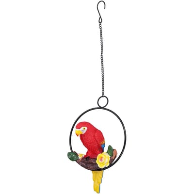 Pendentif Jardin Ara Résine Synthétique Anneau à Suspendre Sculpture de Perroquets pour Allée Cour Patio Pelouse black