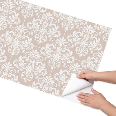 Coloray Meubel Wrap Folie - Beige Meubelfolie - 65x130 cm - Plakfolie Meubels Plantsymmetrie - Decoratiefolie Zelfklevend - Klassiek Meubelfolie - Meubelfolie Zelfklevend - Badkamer decoratie - Achtergronden en patronen