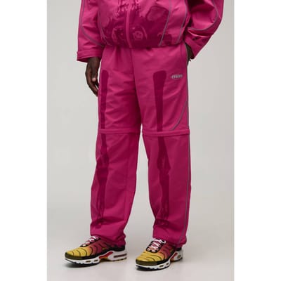 Joggingbroek Met Elastische Band, Ritssluiting, Reflecterende Bies En Skeletprint In Relaxed Fit | Pink | Size Small