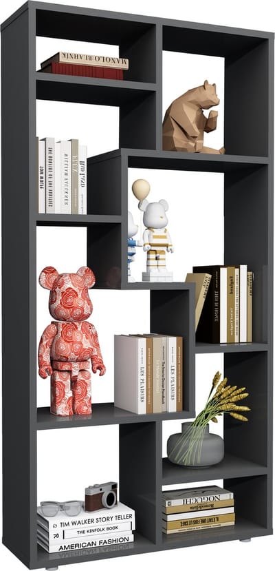 Houten vrijstaande boekenplank Medialijst Opbergruimte Ruimteverdeler Decoratieve plank Lanisa M