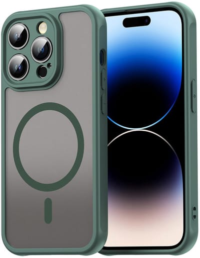 MobyDefend Hoesje - Geschikt voor iPhone 14 Pro - Case Geschikt voor MagSafe - Mat Transparant Met Gekleurde Rand - Groen