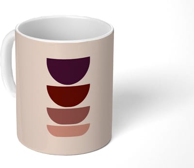 Mok - Koffiemok - Harmonieus - Symmetrisch - Rood - Mokken - 350 ML - Beker - Koffiemokken - Theemok