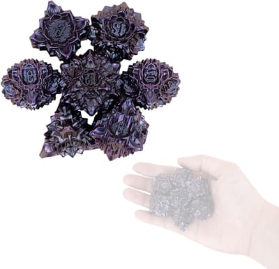 Metalen Dobbelstenen Set - RPG Dobbelstenen - Tafelspellen Spelen - Paarse Lotus Design - 7 Delige Set - Paars