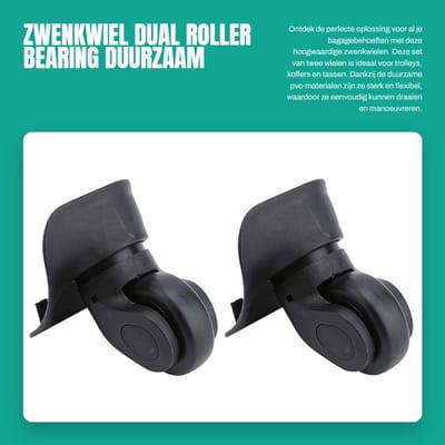 Dailygoods- Zwenkwiel Set van 2 - Duurzaam PVC - Dubbele Rollager - Flexibel Roterend - Geschikt voor Trolleykoffer - Eenvoudige Installatie - Bagagewiel