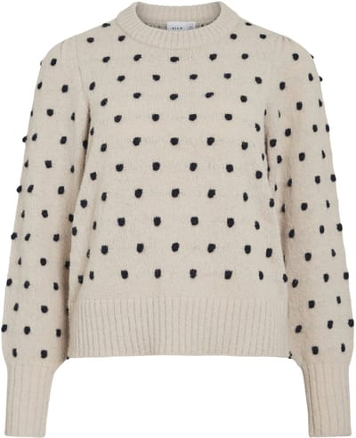 Vila Trui Vidottie L/s O-neck Knit Top/tb 14112010 Birch/navy Blazer Dots Dames Maat - S