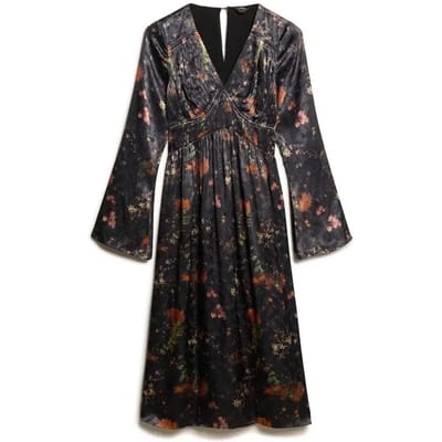 Superdry - Jacquard midi-jurk met wijduitlopende mouwen - Dames - Jurken