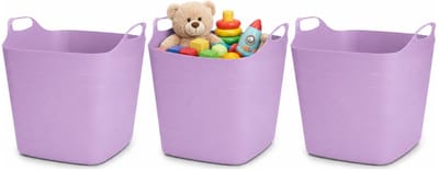 Excellent Houseware Flexibele emmer - 3x - paars - 15 liter - kunststof - vierkant - 30 x 29 cm