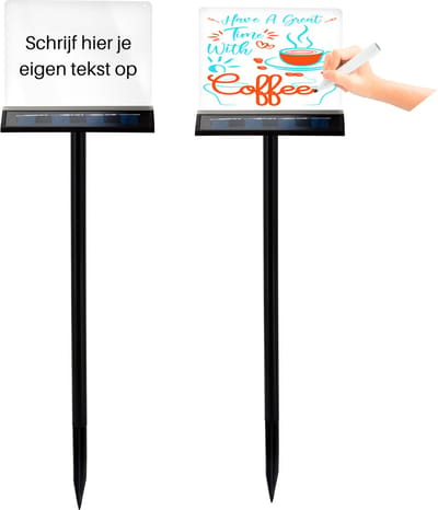 Solar LED Display schrijfborden buiten - Draadloos op zonne-energie - incl. markers - DUOPACK