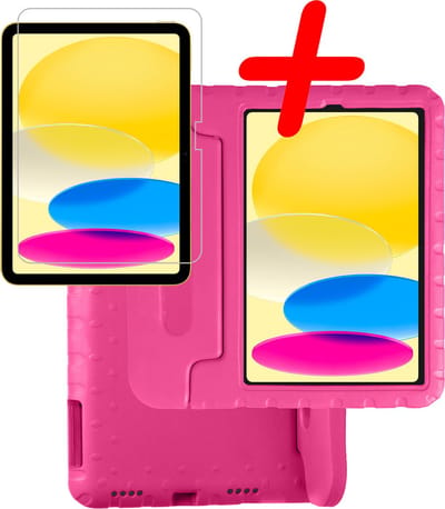 Hoesje Geschikt voor Apple iPad 10 (2022) - 10.9 inch - 10e Generatie - Met Screenprotector - Kinderhoes Shockproof Bumper - Kidsproof Case - Tablet Hoes - Kinder Hoes Cover - Roze